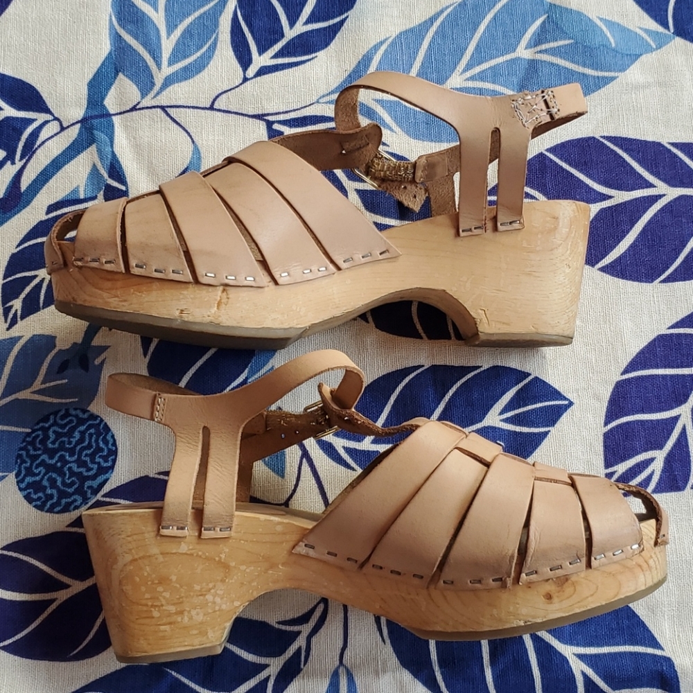 Ecote Leather Ankle Strap Sandal Clogs Size 8 - Picture 9 of 12